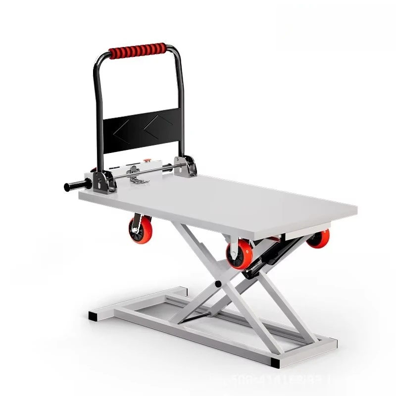 700KG Scissor Fork Type Manual Hydraulic Lift Table Cart Trolley Four-Wheel Mobile Elevator Handcart OEM Shopping Mold Platform