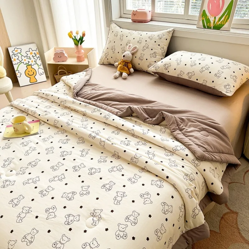 

1pc Summer print summer lightweight cool air conditioning thin blanket soft breathable extra large summer blanket