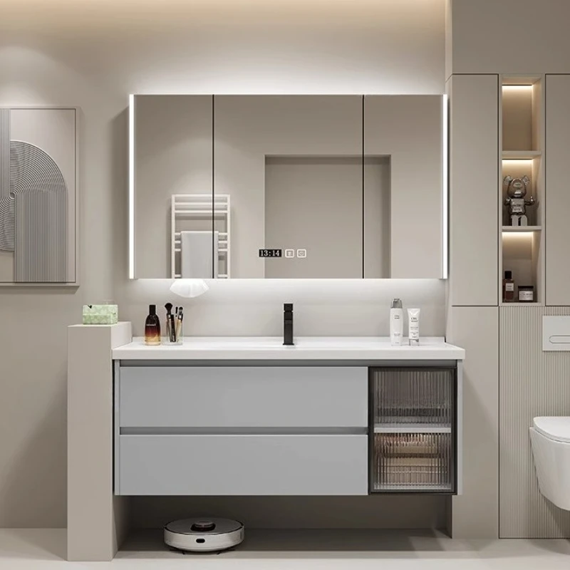 

Simple Solid Wood Bathroom Cabinet Display Mirror Partitions Closet Space Saver Cupboard Accessories Archivadores Furniture