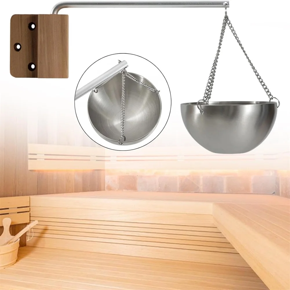 1pc Stainless Steel Sauna Aromatherapy Bowl With Base For Essential Oil Diffuser Steam Room Spa Accessory