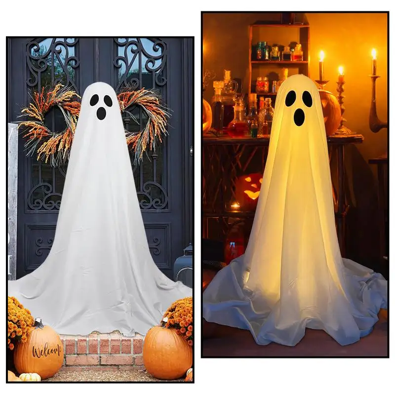 Halloween Light-up Standing Ghost Light Up Ghost SpookyHalloween Glowing Decor Giant Cute Ghosts With LED String Lights Creepy