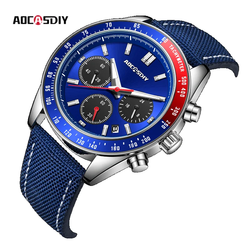 IndePenDent Brand Men's Watch Panda Eye Multi-Functional High Quality WaterProof Quartz Watch High Quality Nylon Strap Watch