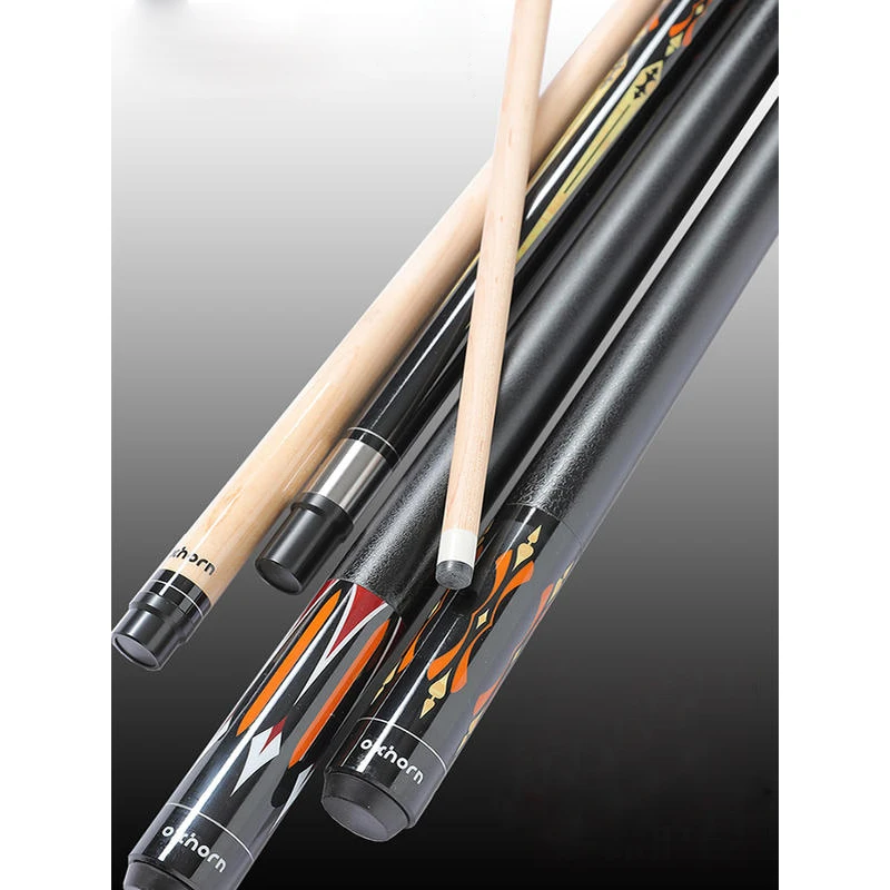 NEW OXHORN Pool Cue Stick 11.5mm/13mm Tip Size Maple Shaft Leather Paint Handle 1/2 Split About 147cm Made In China