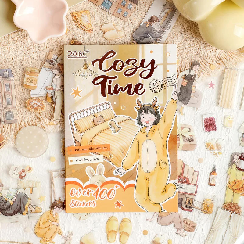 1book/20pcs Adorable Kawaii Cartoon Girls Daily Life Sticker Book, Soft Sweet Girl Lifestyle Decals for Aesthetic Diary Collage