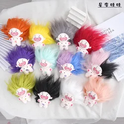 Mini Plush 12 Constellations Long Hair Baby Keychain Women Girls Fluffy Fur Doll Key Ring On Bag Car Trinket Party Wedding Gift