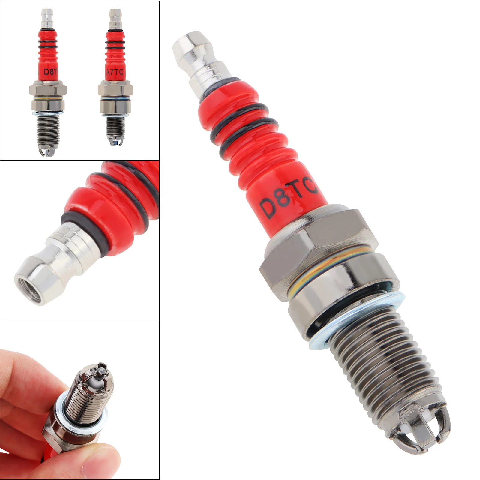 

D8TC A7TC Nozzle Spark Plugs Level 3 Multi-angle Ignition Red Head Motorcycle Spark Plug for CG 125cc 150cc 200cc 250cc