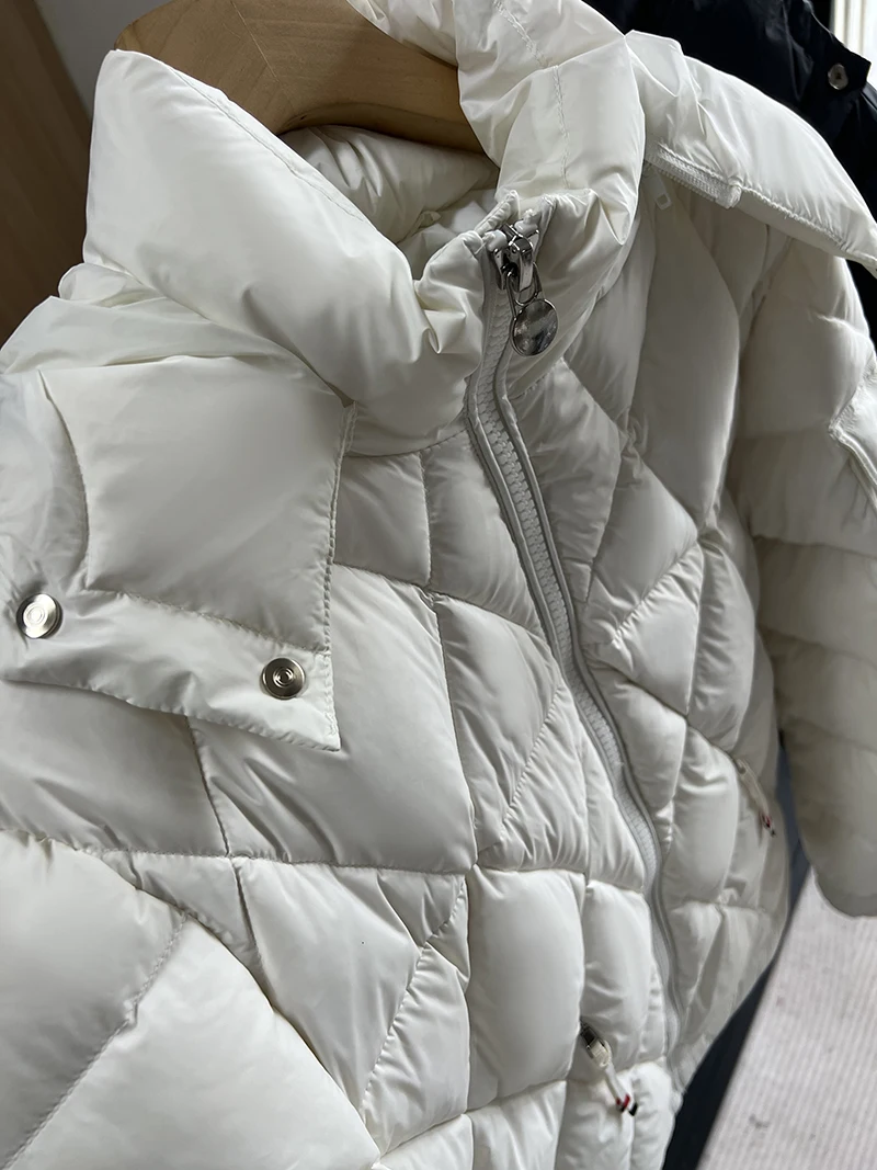 Piumino da coppia Autunno Inverno da donna con cappuccio addensato caldo piumino d'anatra bianco piumino allentato di lusso Parker capispalla