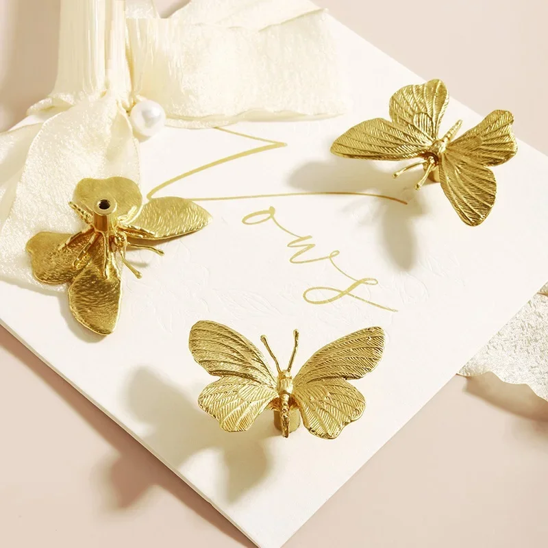 Fashion Creativity Butterfly Brass Cabinet Handles - Light luxury Wardrobe Door Pulls,Children's Room Copper Drawer Knobs - Image 5