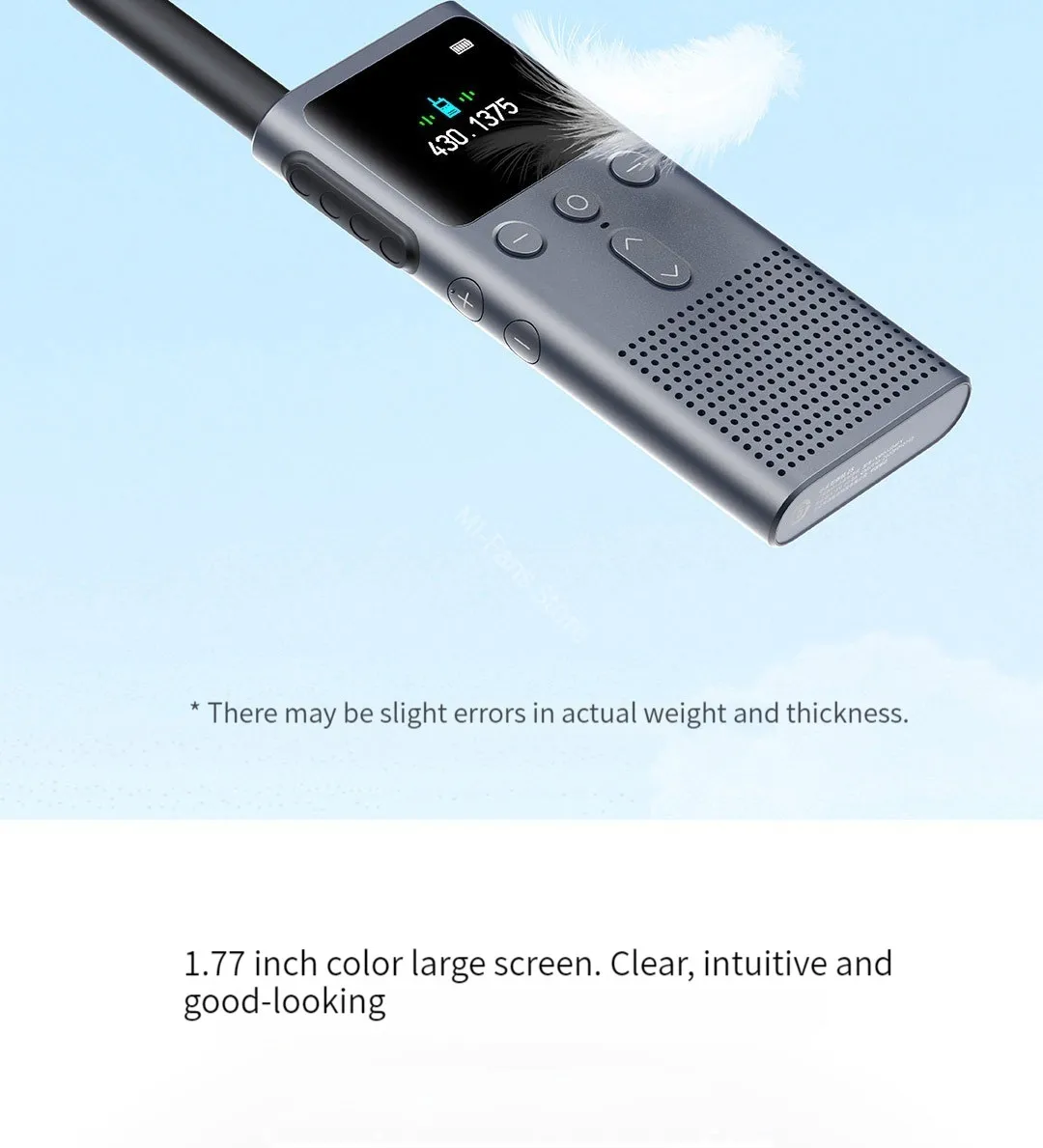 Walkie Talkie MIJIA 2S con Pantalla a Color de 1.77'', Potencia de 4W, 120 Horas de Autonomía, Modo Dual, Distancia de L