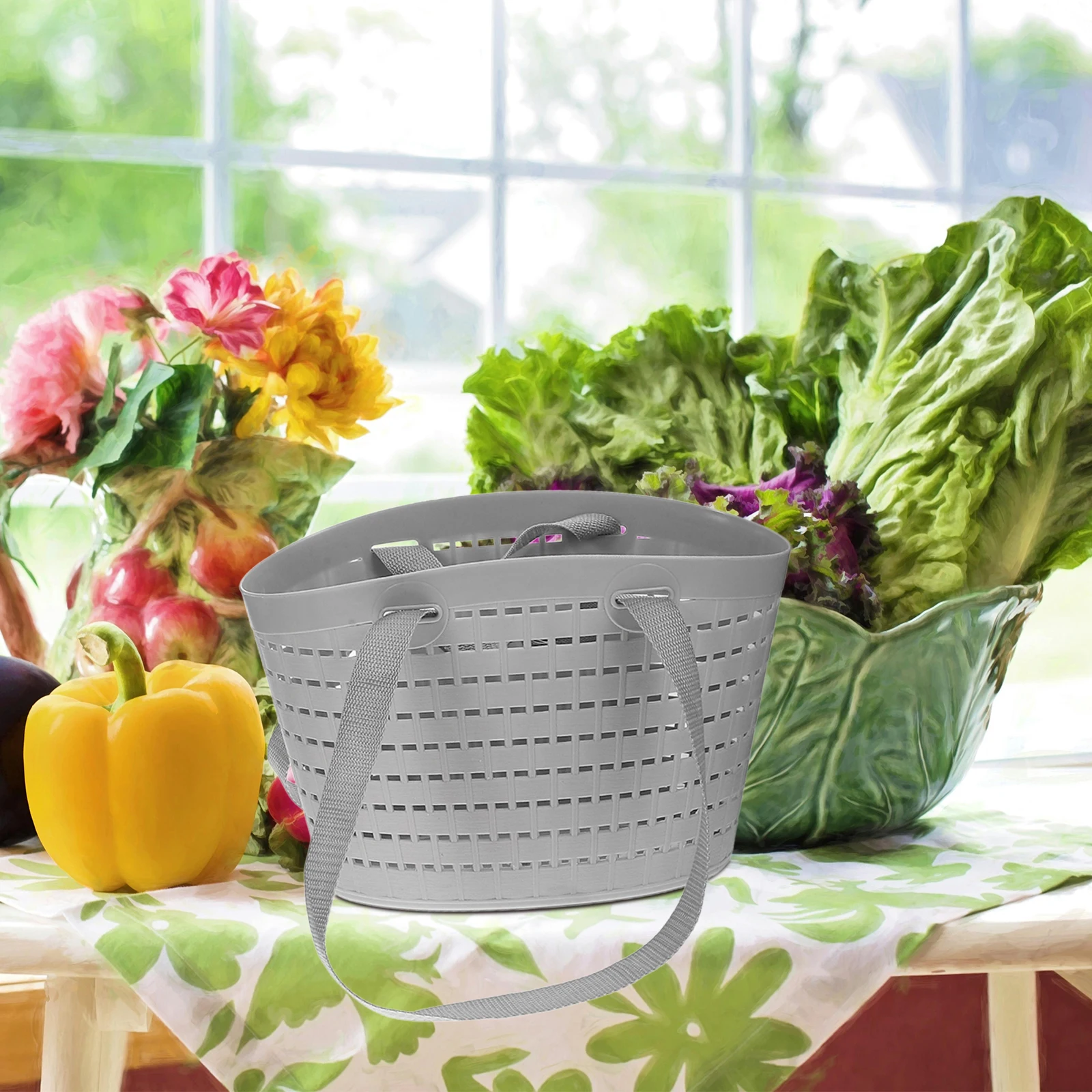 

2pcs Plastic Handle Laundry Baskets Multi-Functional Hanging Storage Organizer for Bathroom Bedroom Clothes Shoes Toys Hamper