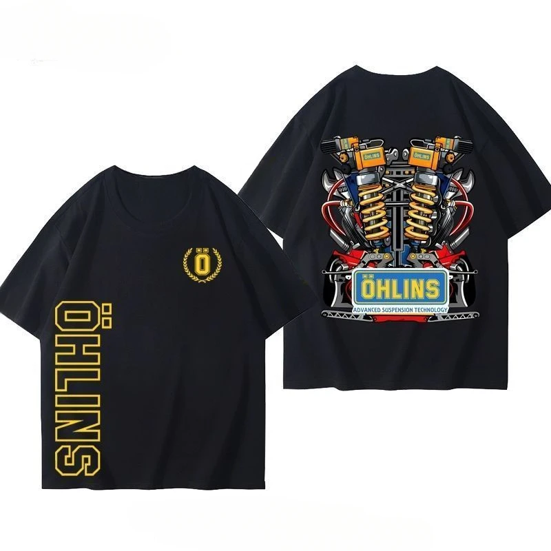 OHLINS Motorrad-Stoßdämpfer Modifiziertes Auto T-Shirt Sommer Herren Casual Mode Marke Racing Kurzarm-Kleidung – Detail 2