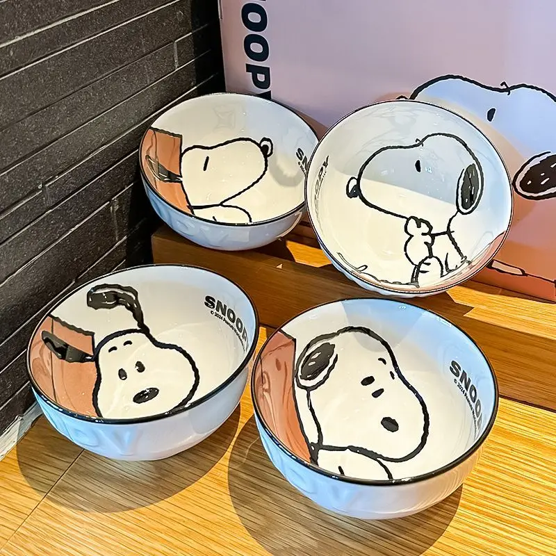 Snoopy animation peripheral cartoon ceramic bowl for home new high-looking kawaii tableware bowl Christmas gift wholesale