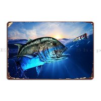 Giant Trevally And Popper Metal Sign Wall Decor Create Plaques Wall Mural Cinema Tin Sign Poster
