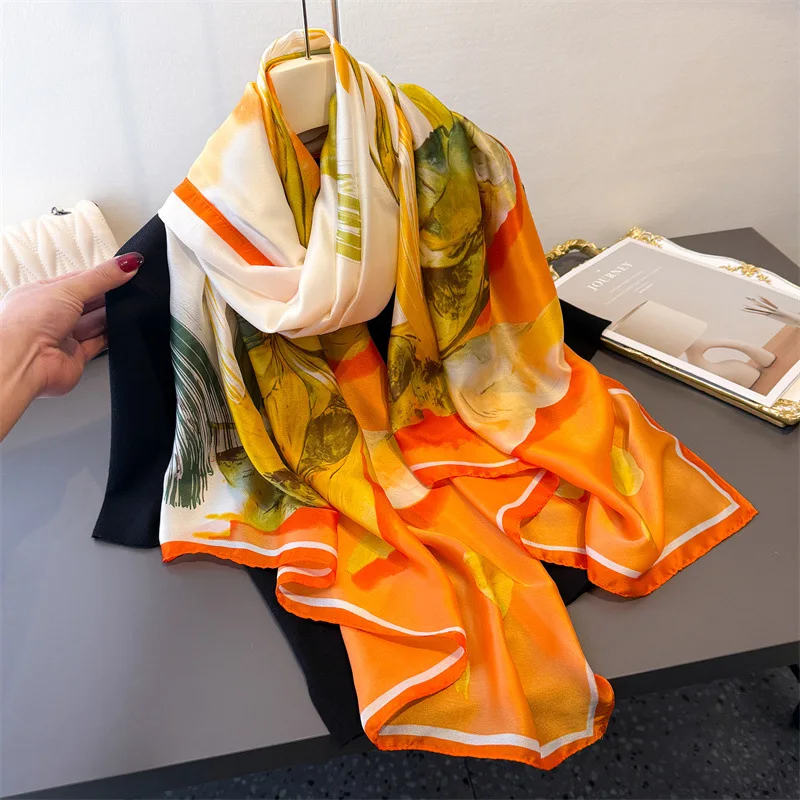 

Роскошные шарфы, хиджаб, ленты для волос, 2021, шелковый шарф для женщин, шейный платок, женская атласная шаль, повязка на голову, модные накидки, бандана