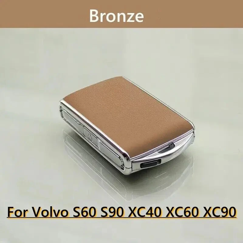 

Bronze Leather Key Remote Control Case Fob Shell Cover For Volvo S60 XC60 XC90