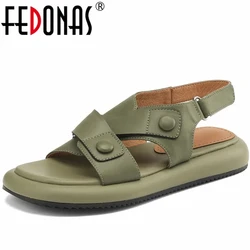 FEDONAS Leisure Summer Women Sandals Platforms Genuine Leather Fashion Shoes Woman Casual Outdoor Comfortable Ladies Flats 2024