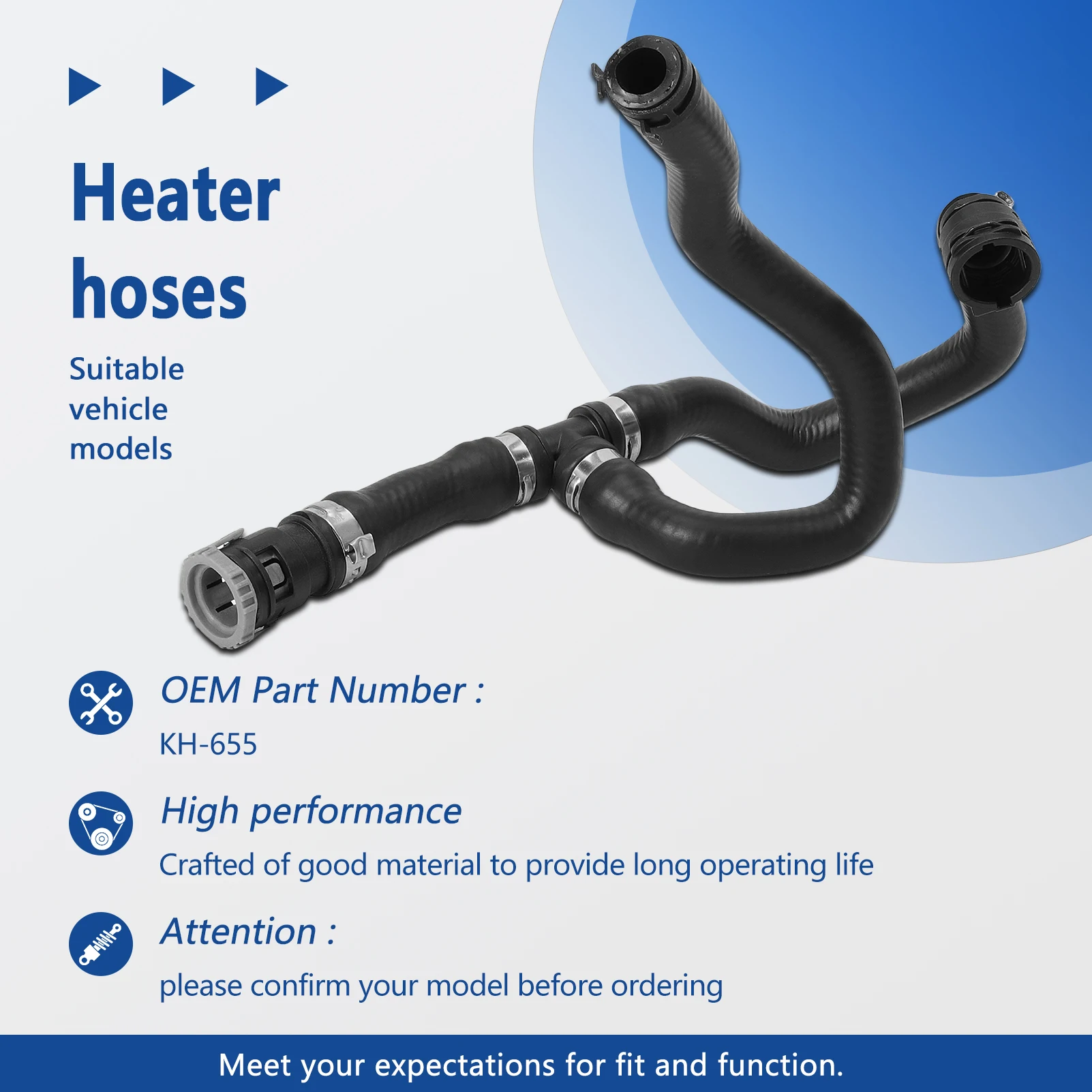 خرطوم سخان HVAC KH655 متوافق مع Escape 2013-2019 2.0L 2.5L MKC 2017-2019 2.0L
