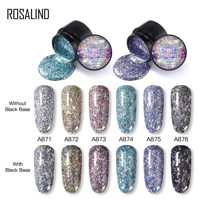 Rosalind gel de uñas 5ml pegamento enlatado pequeño brillos Rainbow Xing Cai serie esmalte de uñas pegamento semipermanente para esmalte de uñas.