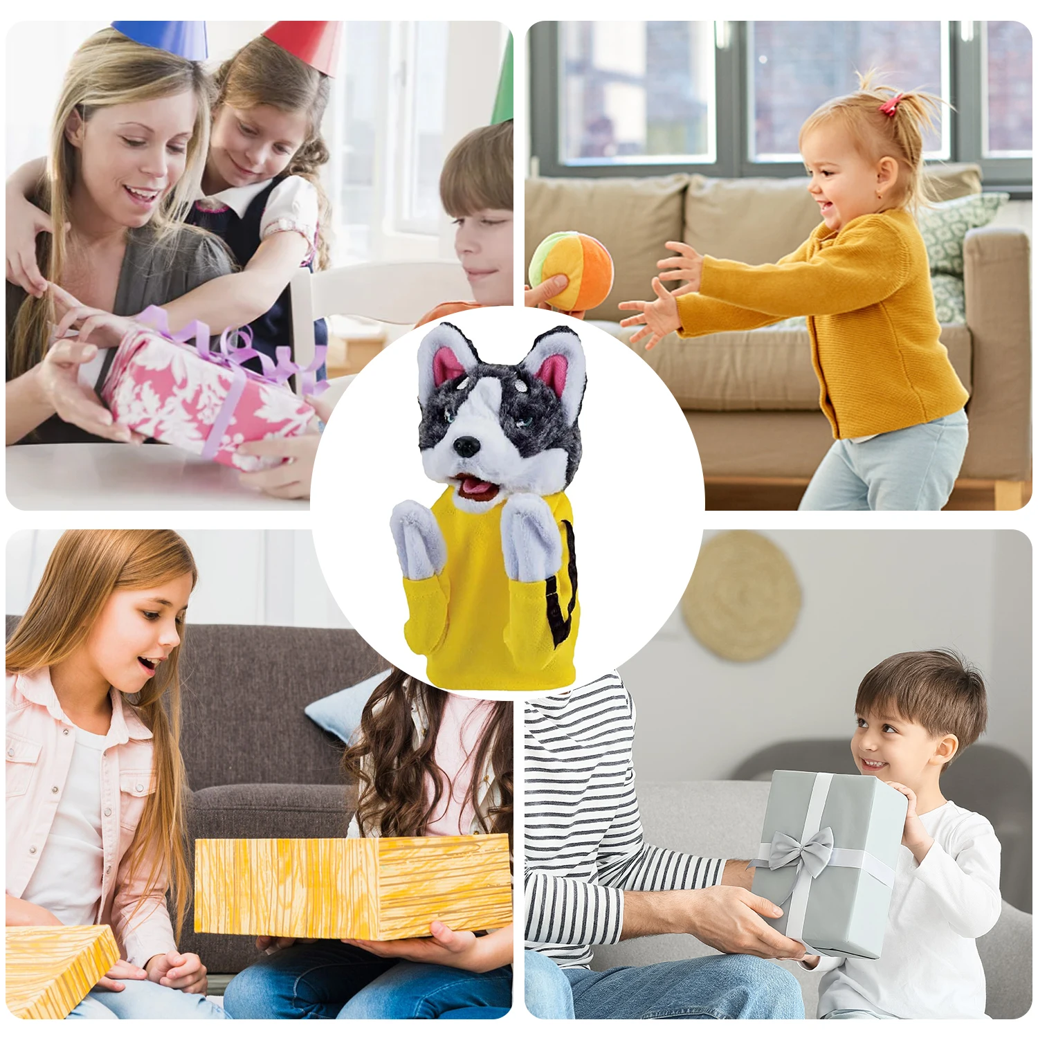 Kung Fu Animal Toy Husky Glove Doll Game Plush Toy Boxer Hand Puppet Puppet Dog Action Interactive Hand Toys With Sound For Kids