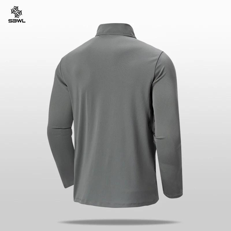 SBWL Autumn and winter fashion outdoor sports long sleeve stand collar T-shirt running fitness breathable base shirt Tops