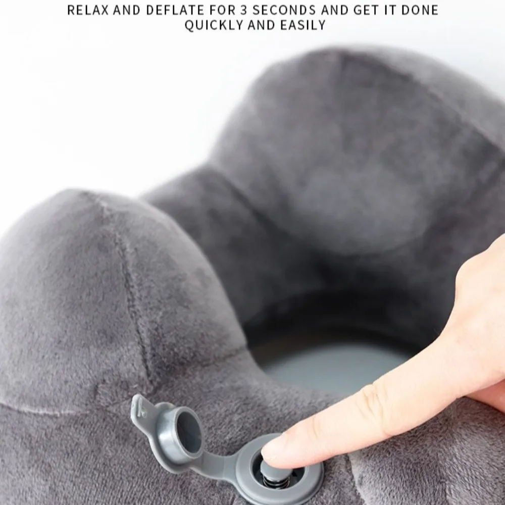 Portable Press to Inflatable Pillow U-Shaped Lightweight Travel Air Pillow Folding Soft Neck Support Cushion