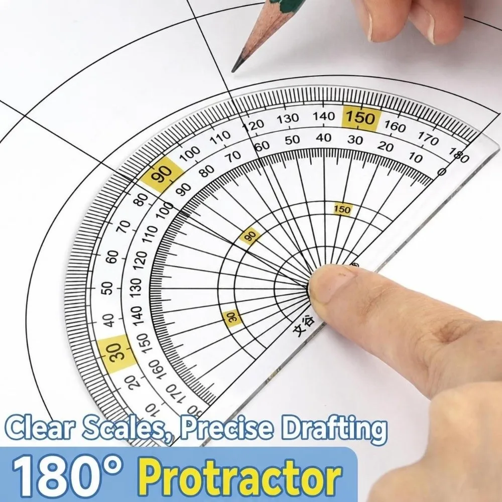 8Pcs Metal Geometry Compass Set Drawing Tools Protractor Triangle Ruler Set Students Compass Kit Geometry Drafting Stationery