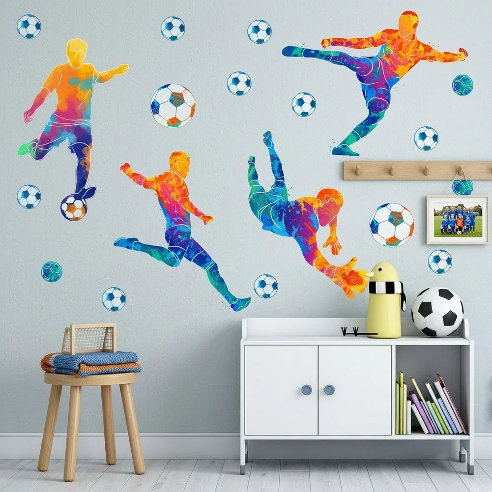 Soccer Wall Decals for Room - Large Action-Packed Soccer Player Vinyl Stickers for Walls Dorms and Recreational Areas