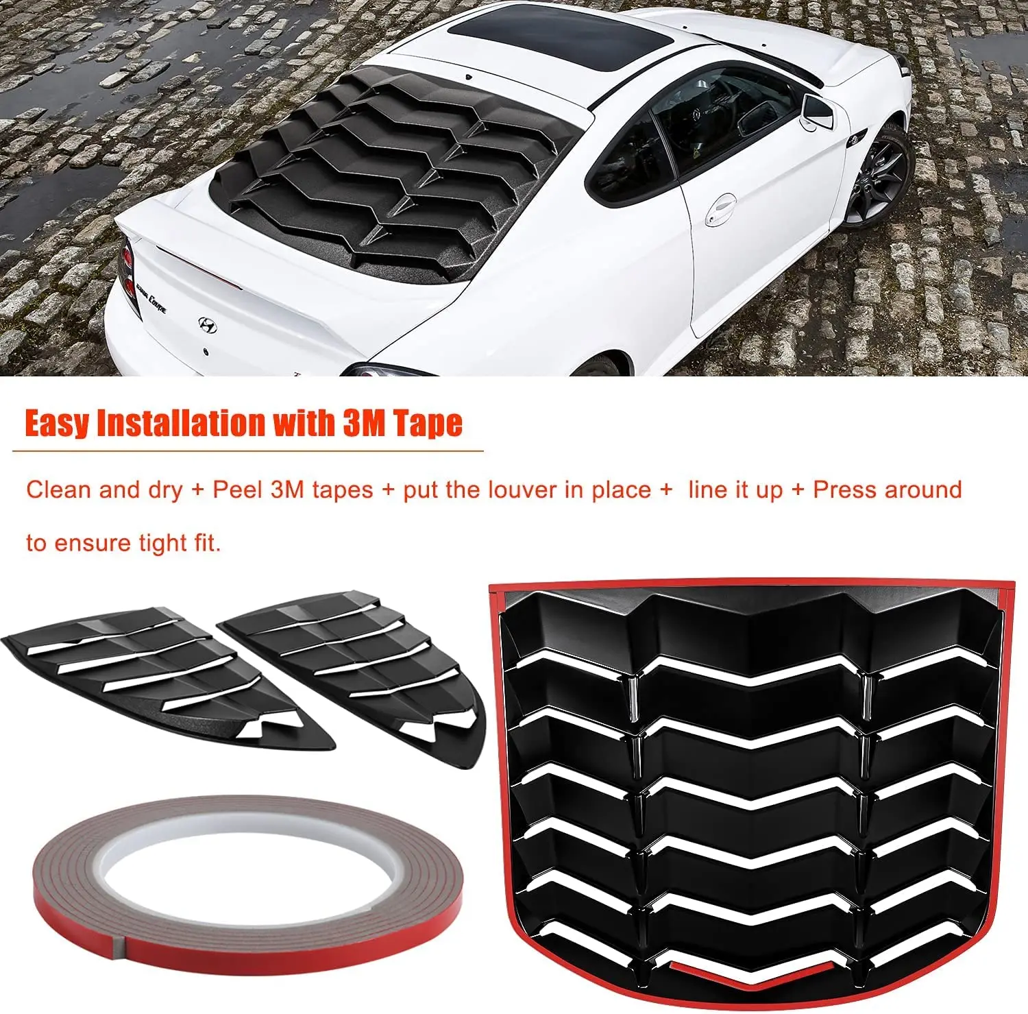 TENG MILE 3 pz/set feritoie per finestrini posteriori e laterali per Hyundai Genesis Coupe 2010-2016 copertura parasole per parabrezza in ABS stile