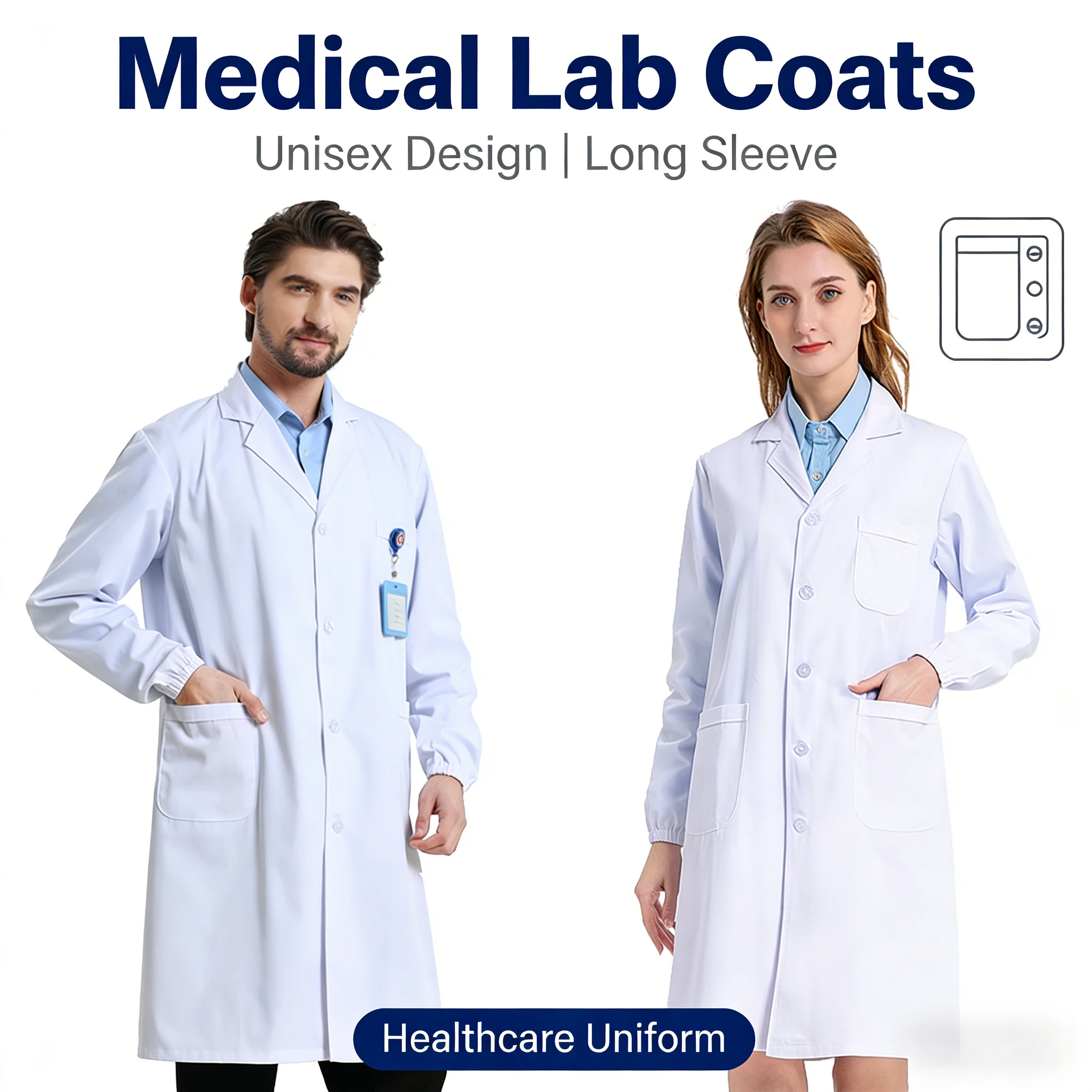 

Белое пальто, с длинным рукавом, в том же стиле для мужчин и женщин, медсестра, доктор, экспериментальная одежда для студентов колледжа, одежда для врача.