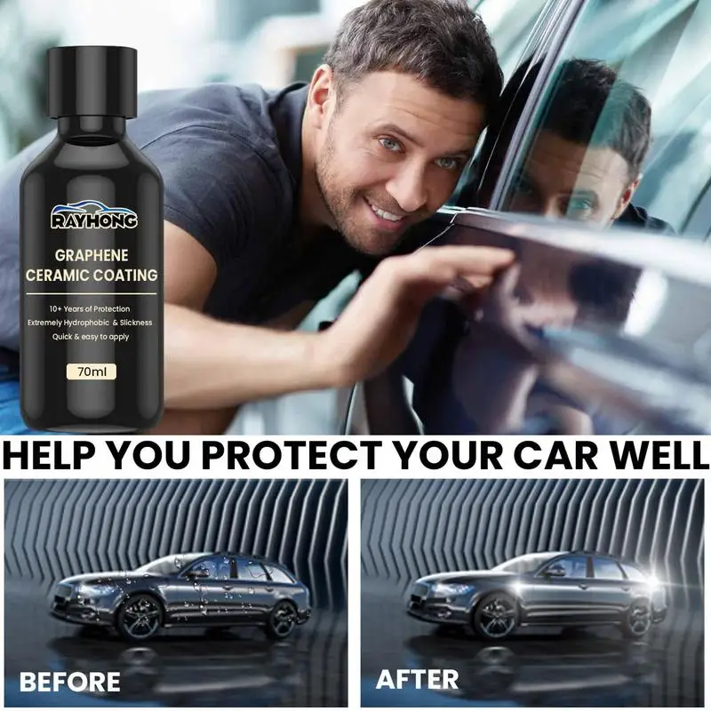 Graphene Ceramic Coating 70ml Advanced Car Protection Anti-Scratch High Gloss Hydrophobicity Supplies for Motorcycle Auto