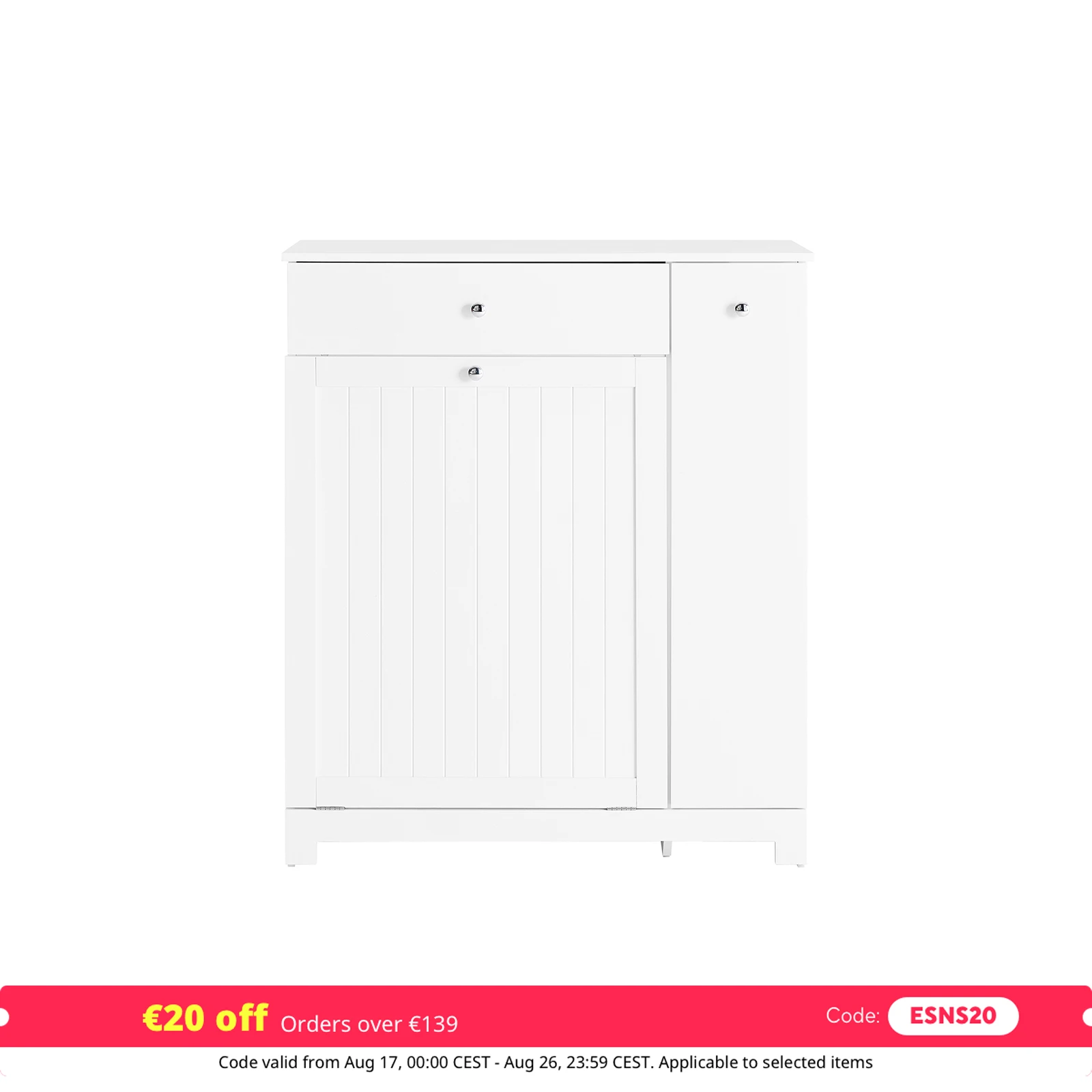 SoBuy BZR214-W Badezimmerschrank mit Wäschesammler, 1 Schublade, 2 Körben & Ausziehfach 78x38x90cm