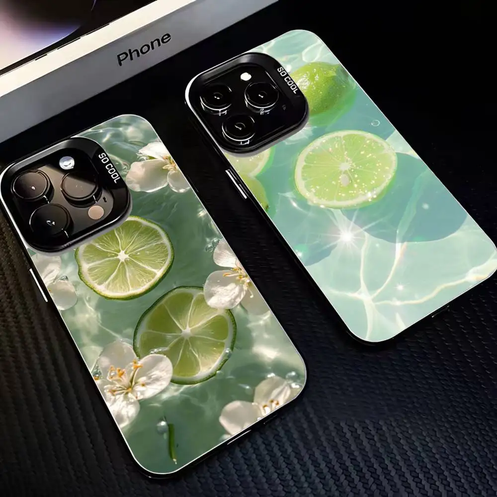 

fresh lemon slices water Phone Case For iPhone17,16,15,14,13,12,11 Plus,Pro Max Black Matte Shockproof Cover