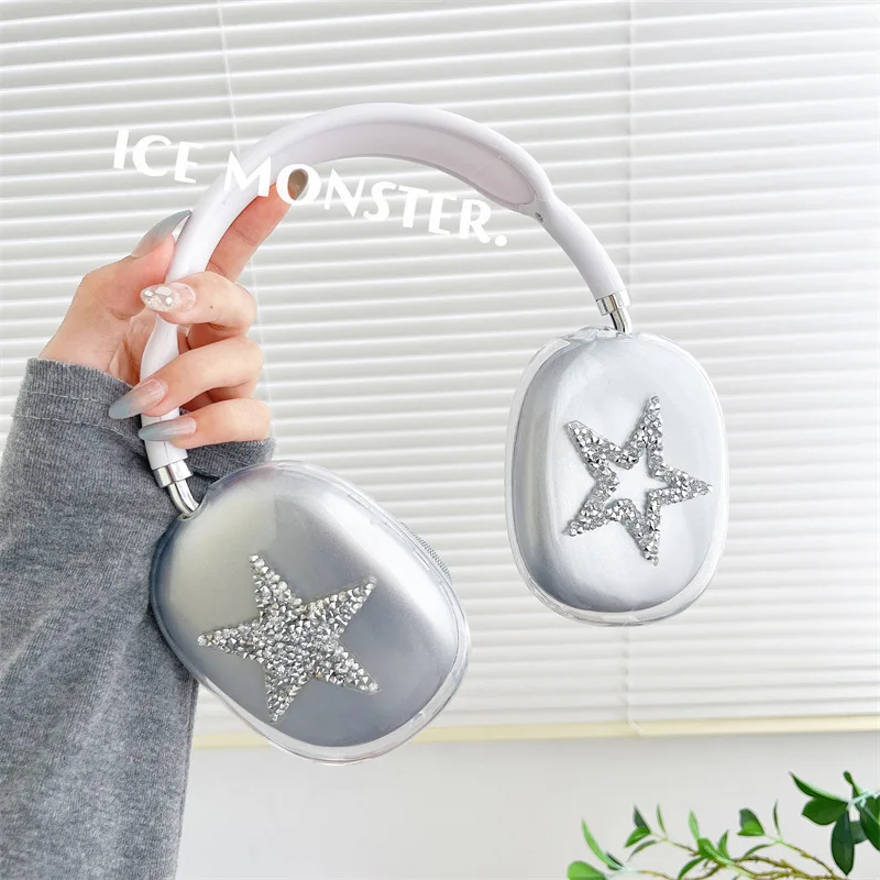 

Silver Diamond Star Case for AirPods Max Protective Headset Headphone Airpod Max Case Cover