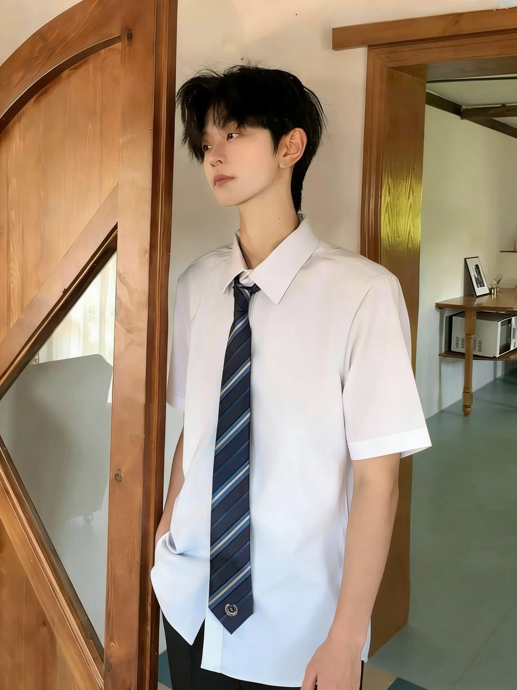 

Short Sleeve Men's Shirt Breathable Pure Color Youth Summer Casual Fashion Standard Fit Polyester Cotton Blend Comfortable