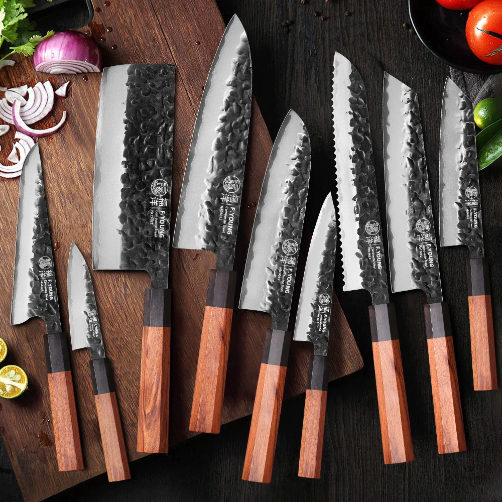 F.YOUNG Japanese Chef Knife Composite Steel Professional Kitchen Knives Meat Slicing Paring Utility Hand Forged Cooking Utensils