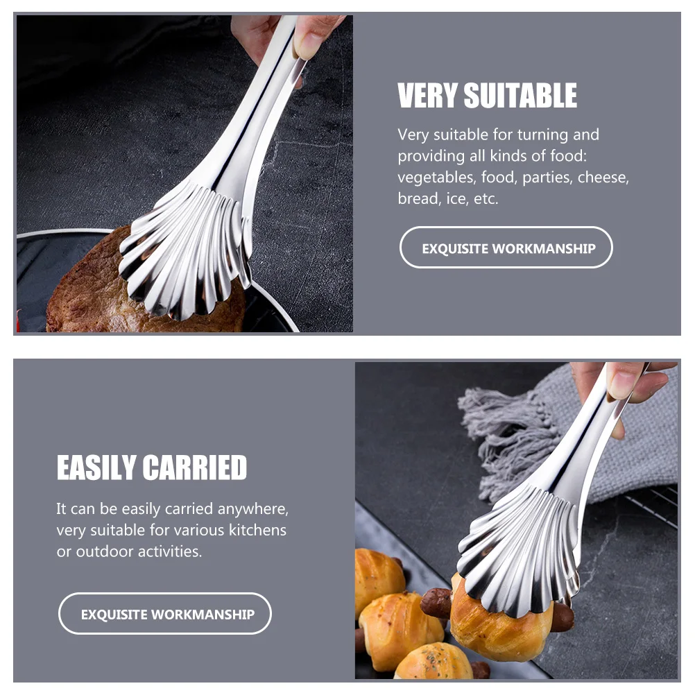 

Stainless Steel Bbq Tong Kitchen Gadgets Ergonomic Handle Heat-Resistant Food Clips For Steak Bread Buffet Cake Barbecue Clamp