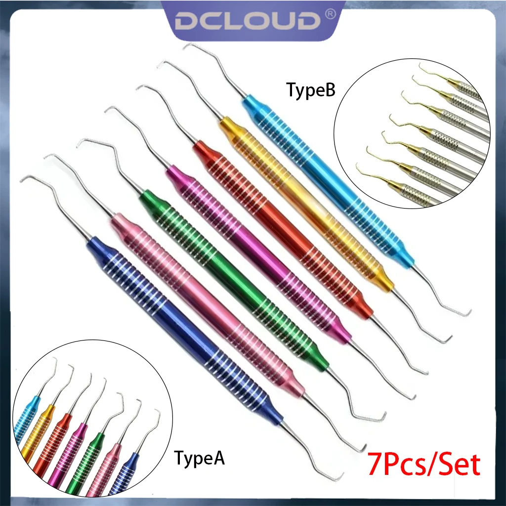 

7Pcs/Set Dental Curettes Perio Scalers Gracey Curette Curettes Bone Tooth Scaler Cleaning Periodontal Oral Care Teeth Whitening