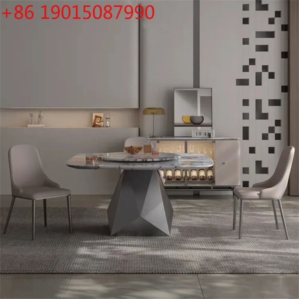 Household Italian light luxury super crystal marble dining table Modern restaurant Square