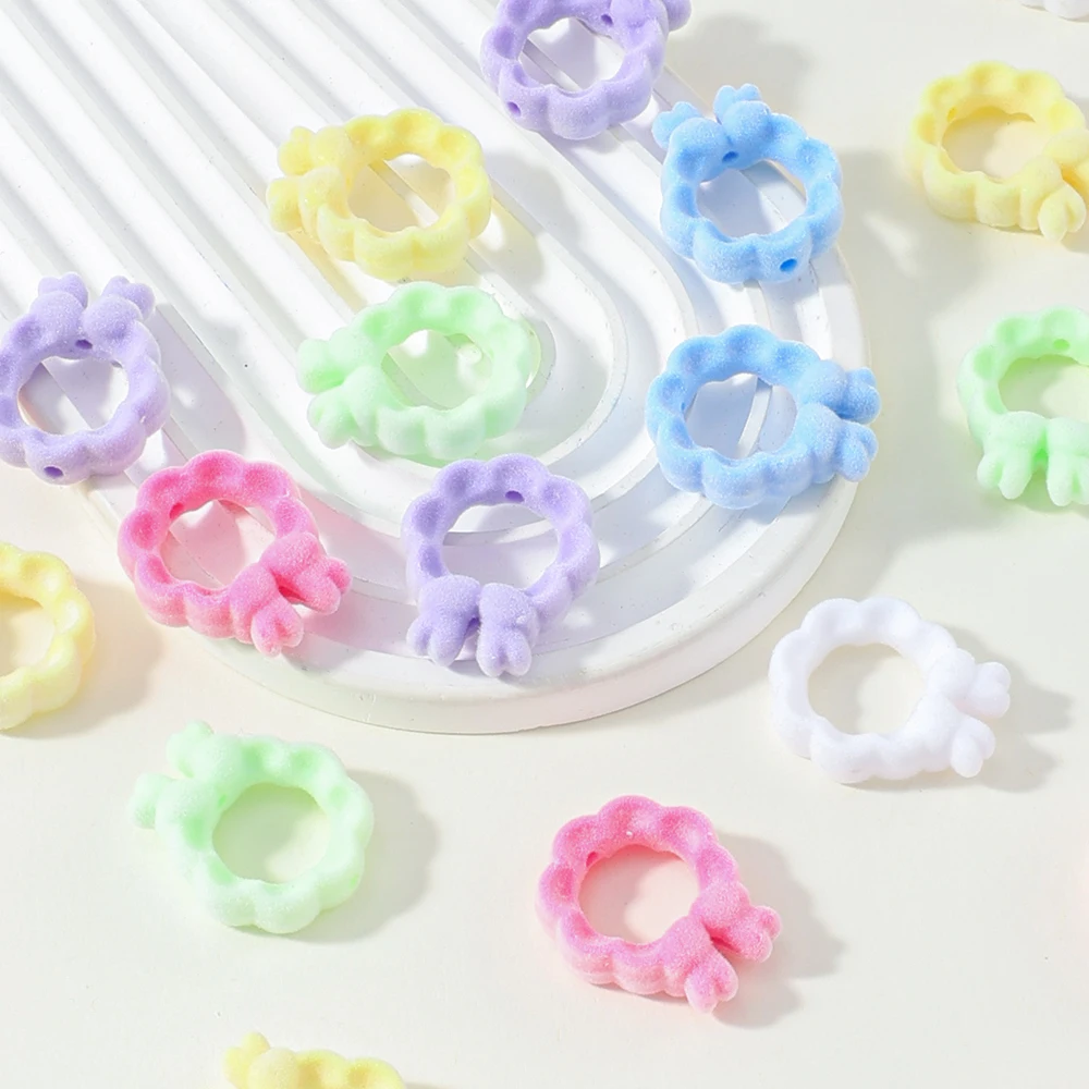 10 Stück Bunte Schleifenförmige Acrylperlen, Matt Gefrostet, Lose Perlen für DIY Schmuckherstellung, Armbänder, Bastelarbeiten – Detail 5