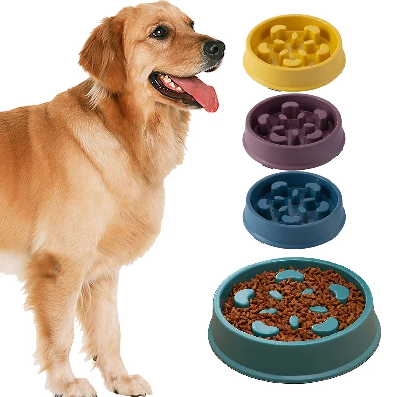 

Pet Plastic Anti Choking Slow Food Bowl Round Thickened Meal Plate Slow Feeder Consuming Dog Energy Not Removing Home