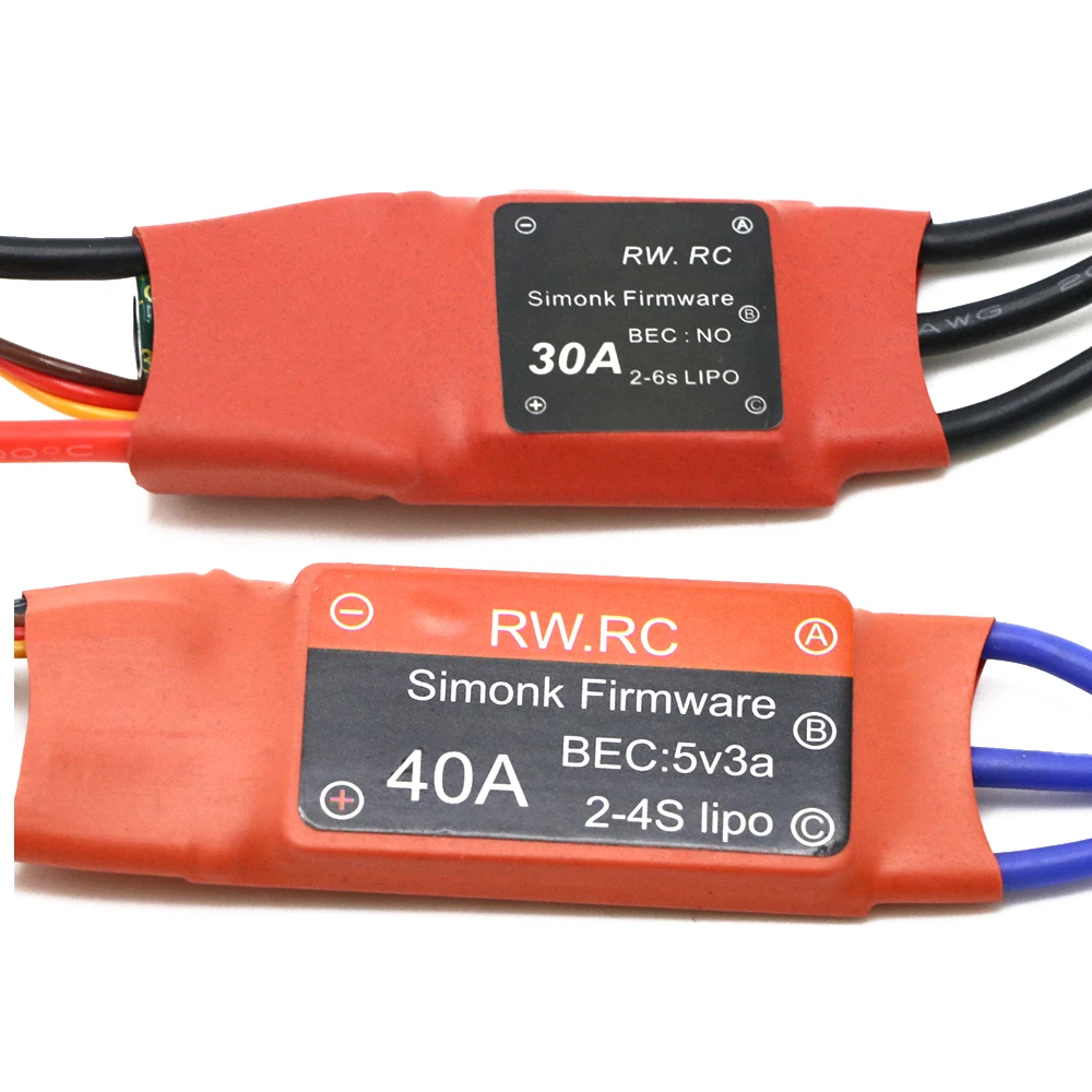 Simonk 10A 12A 15A 20A 30A 40A 50A 70A 80A OPTO ESC Firmware Controlador Eletrônico de Velocidade BEC Saída Para Avião RC Multicopter