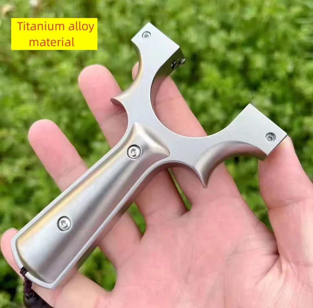 Hot High Quality Outdoor Hunting Shooting Titanium Alloy Slingshot Powerful Ejection and Rubber Band Adult Sling Shooting Game