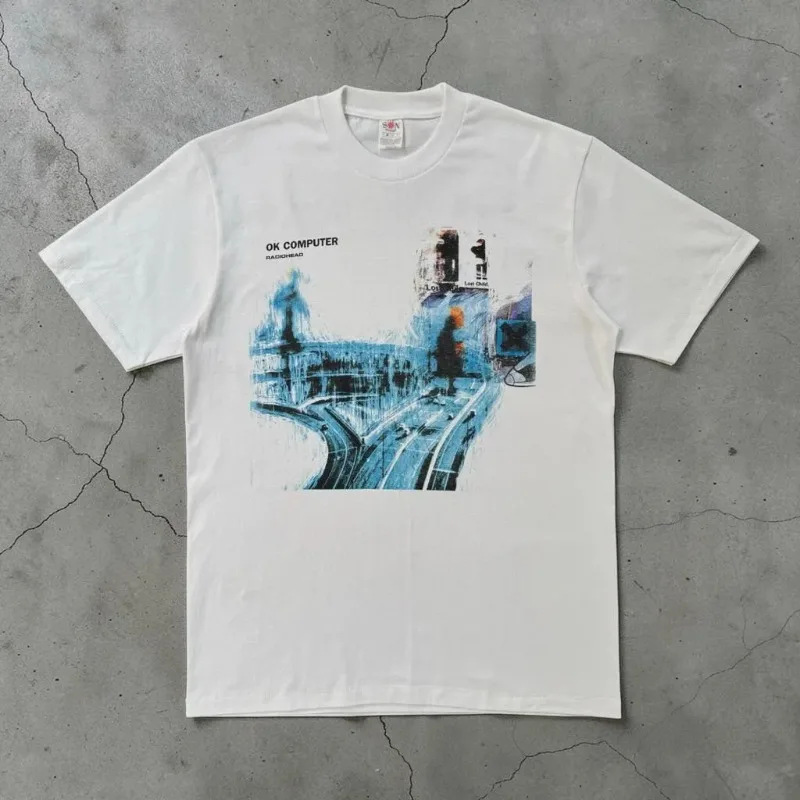 T-shirt Radiohead OK Computer, Promozione Album Tour, T-shirt da Donna, Nuovo Stile Y2K Estivo, T-shirt Casual Unisex