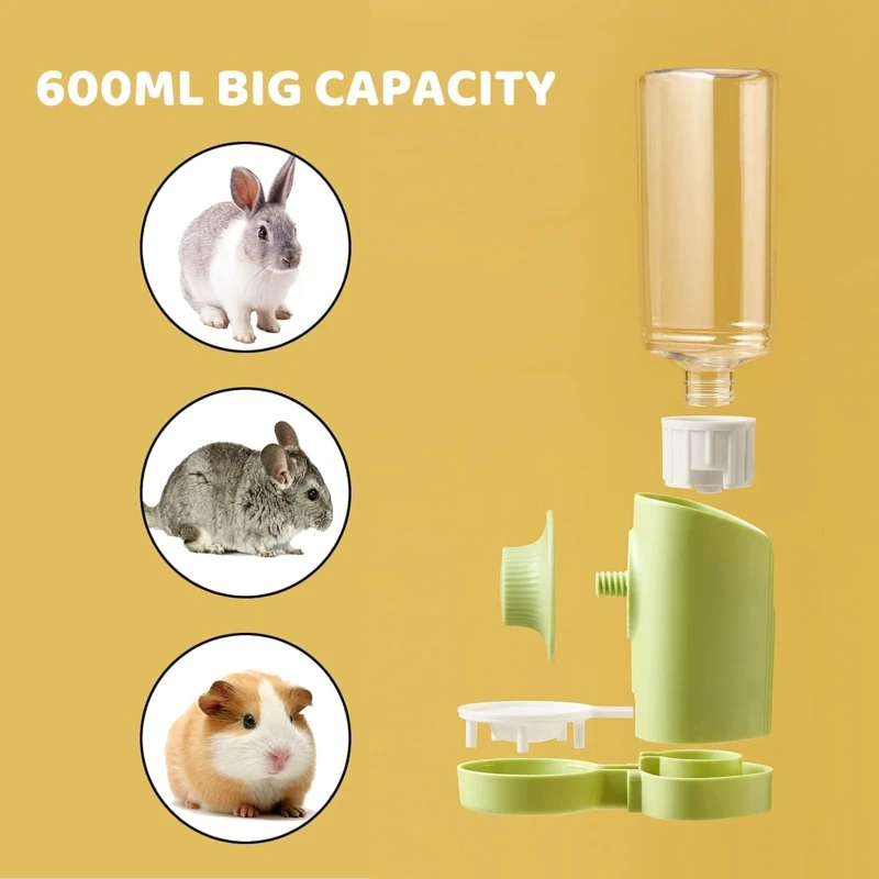 600ML Pet Parrot Bird Feeding Waterer Cat Dog Cage Hanging Waterer Pigeon Rabbit Small Pet Automatic Feeding Water Feeding Bowl