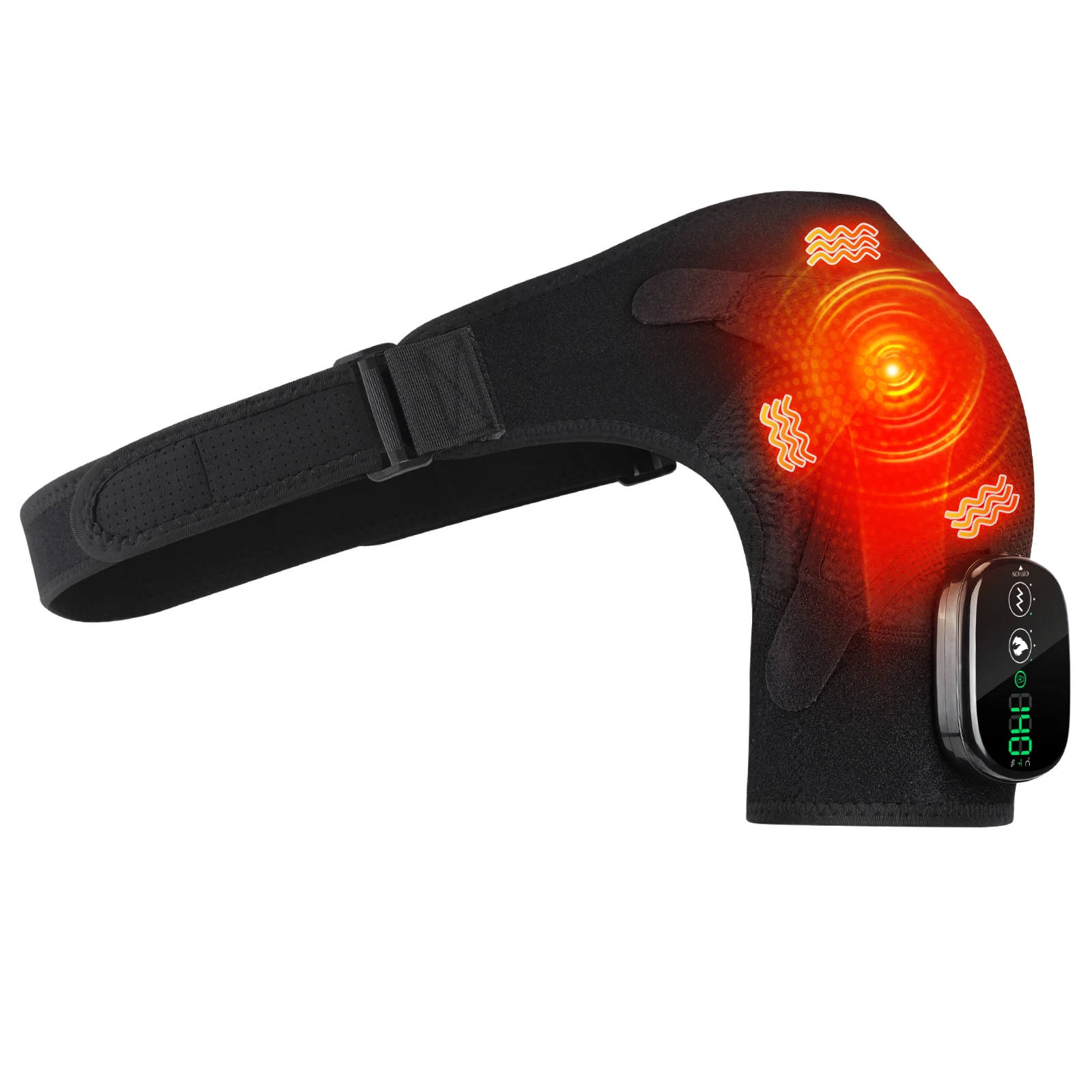 Heated Shoulder Massager Wrap Electric Vibration Massage Support Strap Smart LED Display Cordless Heating Pad Muscle Relaxation