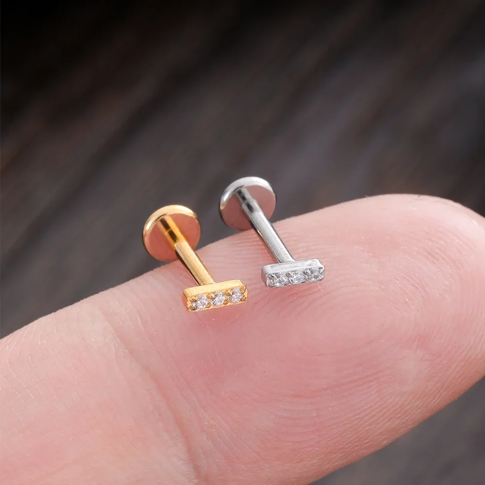 الجملة لطيف ASTM F136 التيتانيوم ثقب الزنمة الغضروف الأذن مربط 16 جرام موضوع داخلي الشفاه مسمار هيئة ثقب المجوهرات