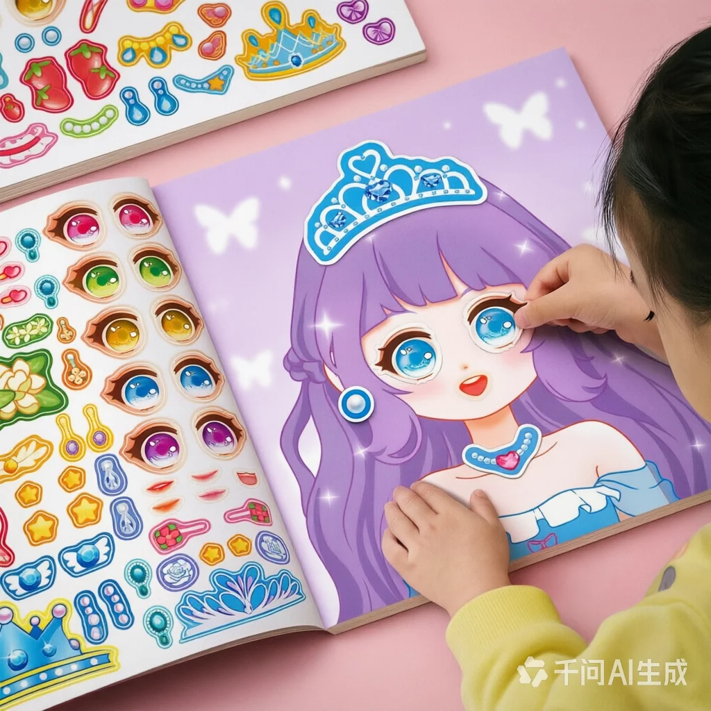 Princess dress up sticker book toy girl 3-6 years old cute dress up children educational beauty makeup book stickers
