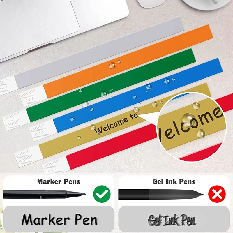 Hot-1800 PCS Neon Colored Wristbands For Events, Synthetic Paper Waterproof Lightweight Activity Identification Wristbands