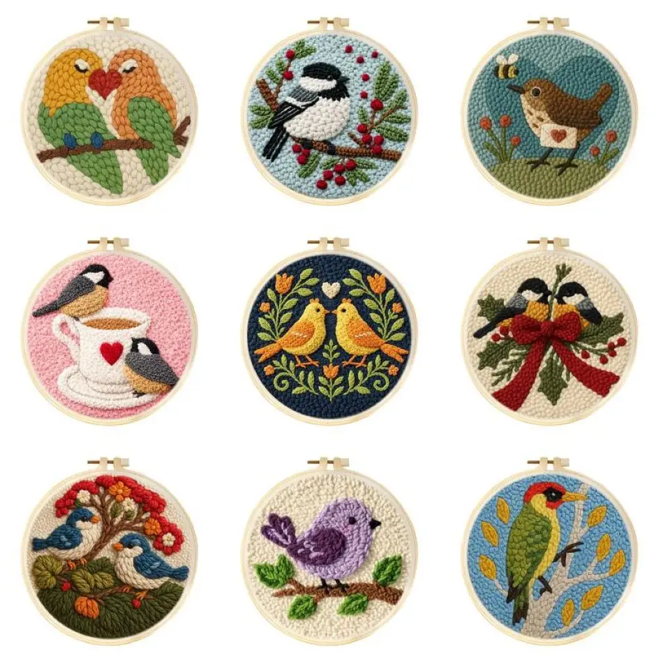 CHENISTORY  Bird Punch Needle Threaderyarns Rug Punch Diy Making Kits Animal Punch Needle Tool Unique Gift Art Kits
