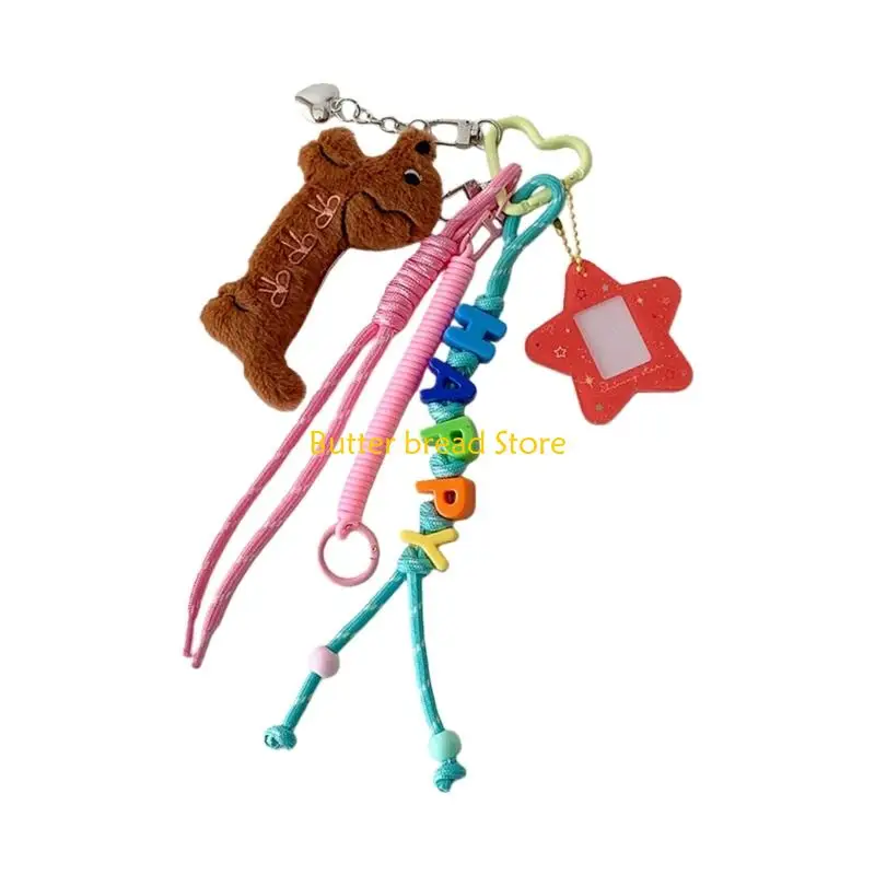W89C Fuzzy Organizers Keychain With Secure Clip For Backpacks Purses Or Belts Decoration Plush Keychain Accessory Gift